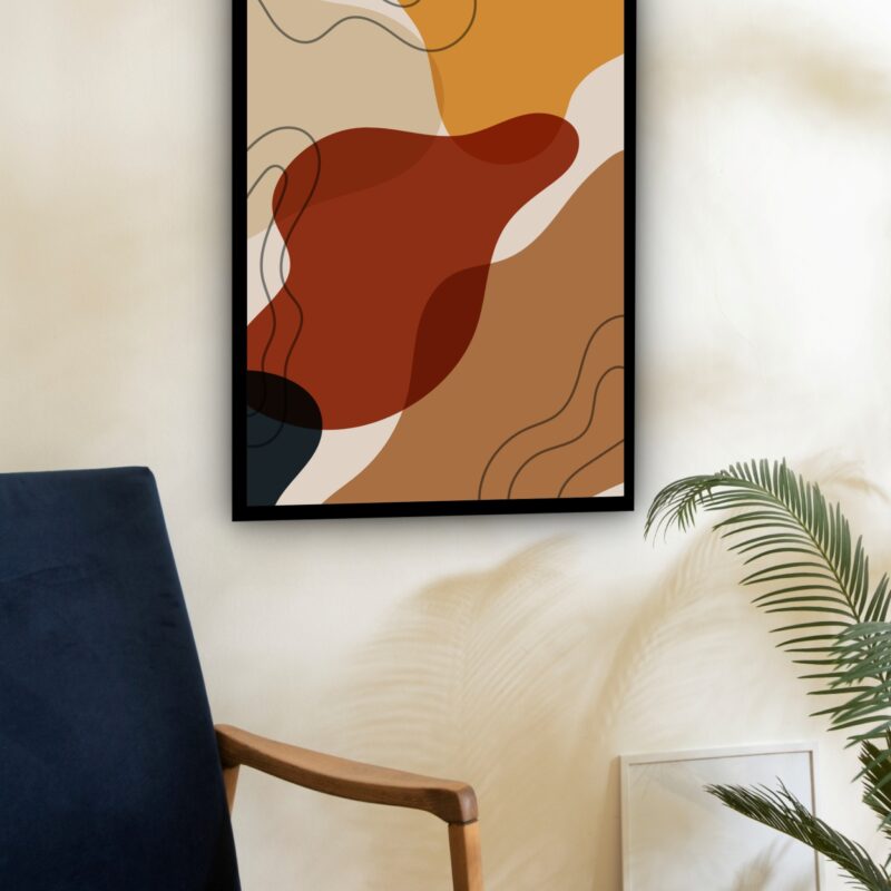 Quadro Decorativo Abstrato Formas Marrom Tons - 70x50 cm