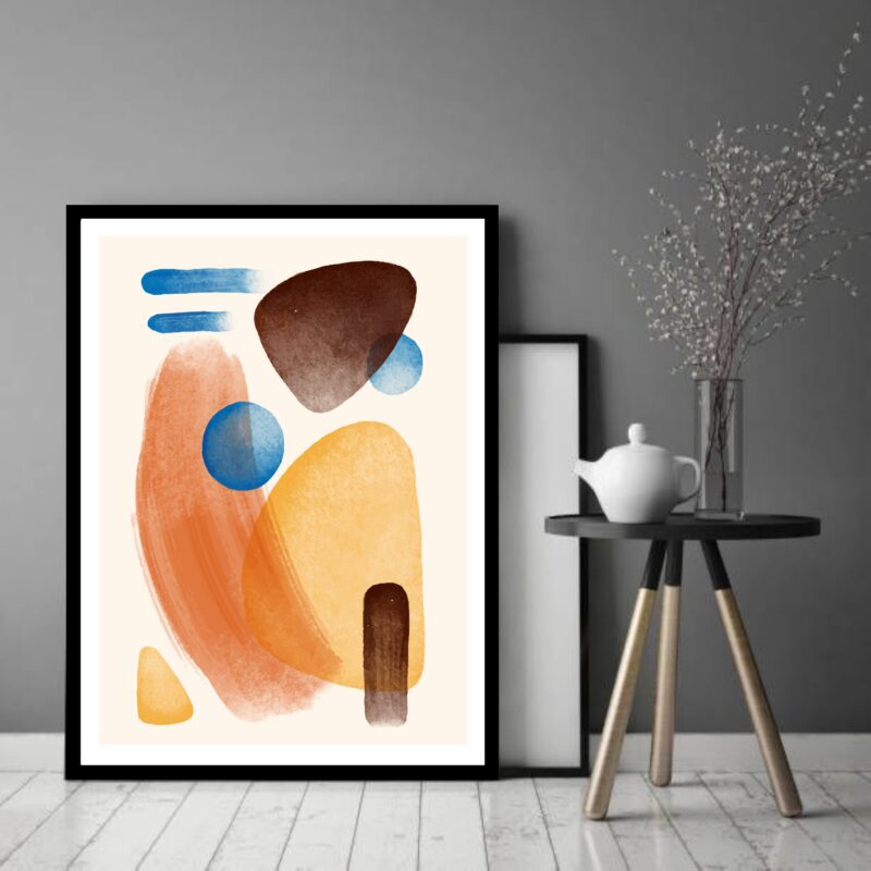 Quadro Decorativo Abstrato Formas Pedras - 70x50 cm