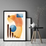 Quadro Decorativo Abstrato Formas Pedras Marrom - 70x50 cm