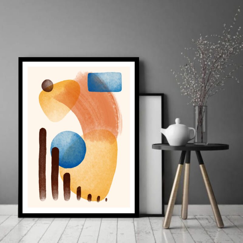 Quadro Decorativo Abstrato Formas Pedras Marrom - 70x50 cm