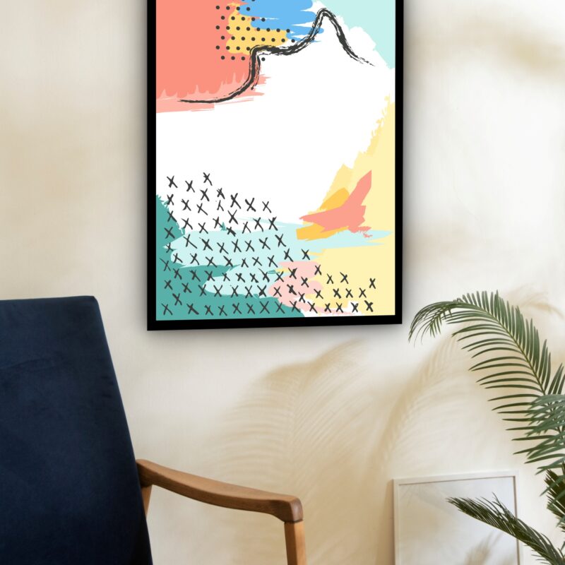 Quadro Decorativo Abstrato Formas Riscos - 70x50 cm