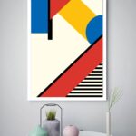 Quadro Decorativo Abstrato Geométrico Amarelo - 70x50 cm