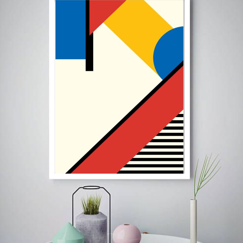 Quadro Decorativo Abstrato Geométrico Amarelo - 70x50 cm