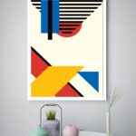 Quadro Decorativo Abstrato Geométrico Amarelos - 70x50 cm