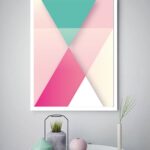 Quadro Decorativo Abstrato Geométrico Rosado - 70x50 cm