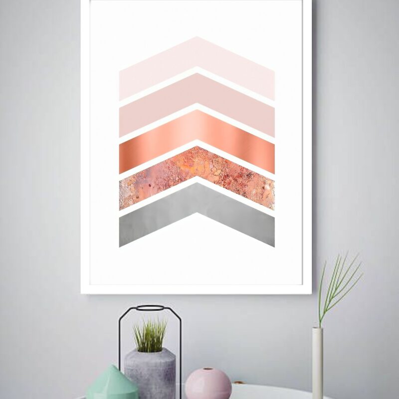 Quadro Decorativo Abstrato Geométrico Rosê - 70x50 cm