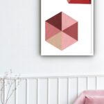 Quadro Decorativo Abstrato Geométrico Vermelho - 70x50 cm