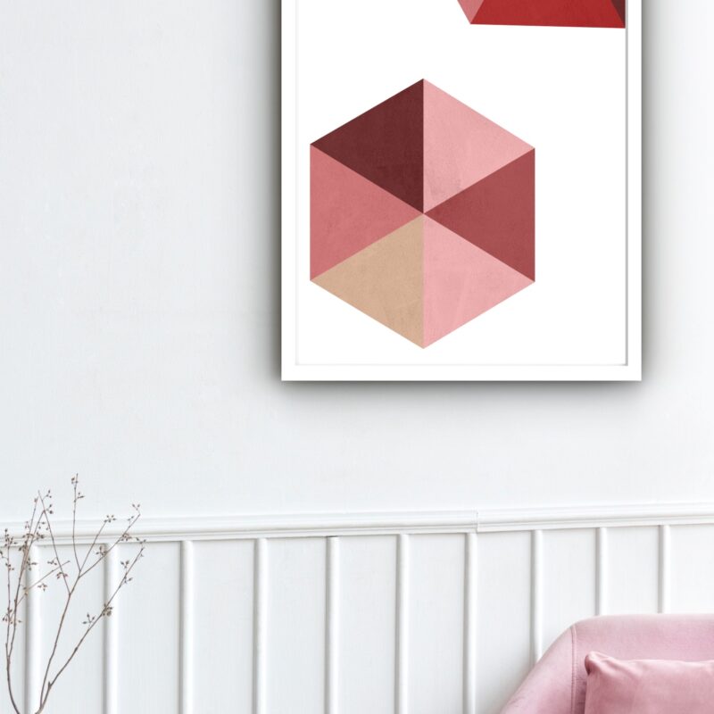 Quadro Decorativo Abstrato Geométrico Vermelho - 70x50 cm