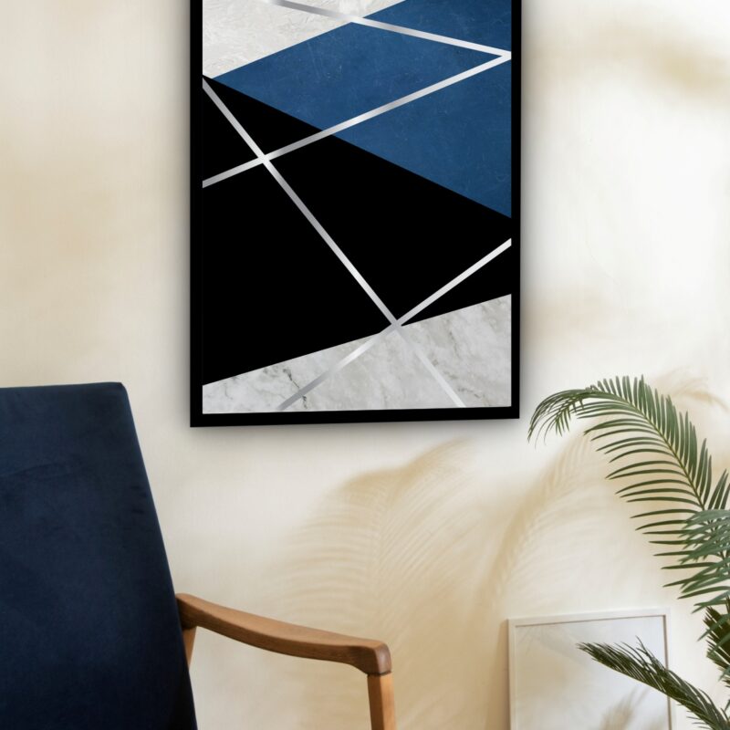 Quadro Decorativo Abstrato Mármore Prata - 70x50 cm