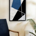Quadro Decorativo Abstrato Mármore Prata Preto - 70x50 cm