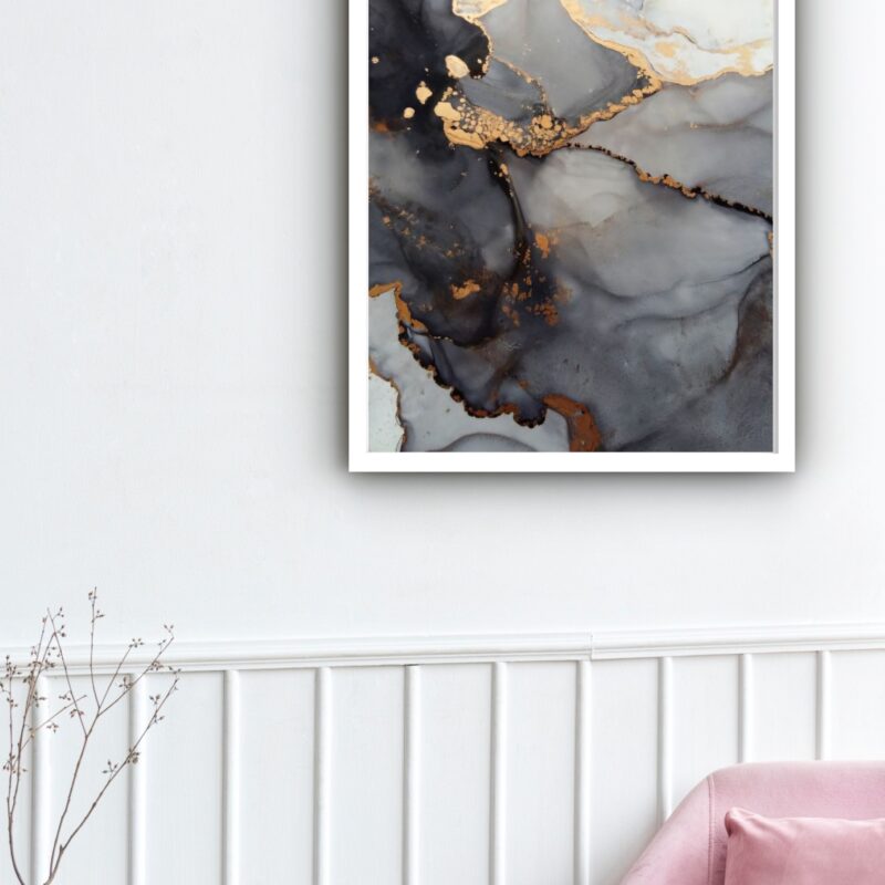 Quadro Decorativo Abstrato Mármore Tons Cinza - 70x50 cm