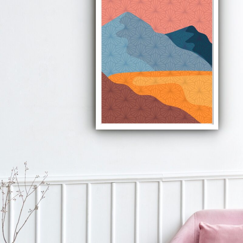 Quadro Decorativo Abstrato Montanha Cores - 70x50 cm