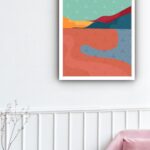 Quadro Decorativo Abstrato Montanha Cores Mar - 70x50 cm