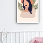 Quadro Decorativo Abstrato Mulher Folhas - 70x50 cm