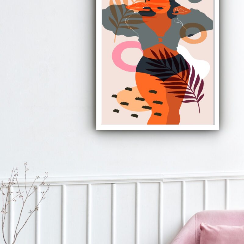 Quadro Decorativo Abstrato Mulher Tropical - 70x50 cm