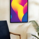 Quadro Decorativo Abstrato Onda Amarelo - 70x50 cm