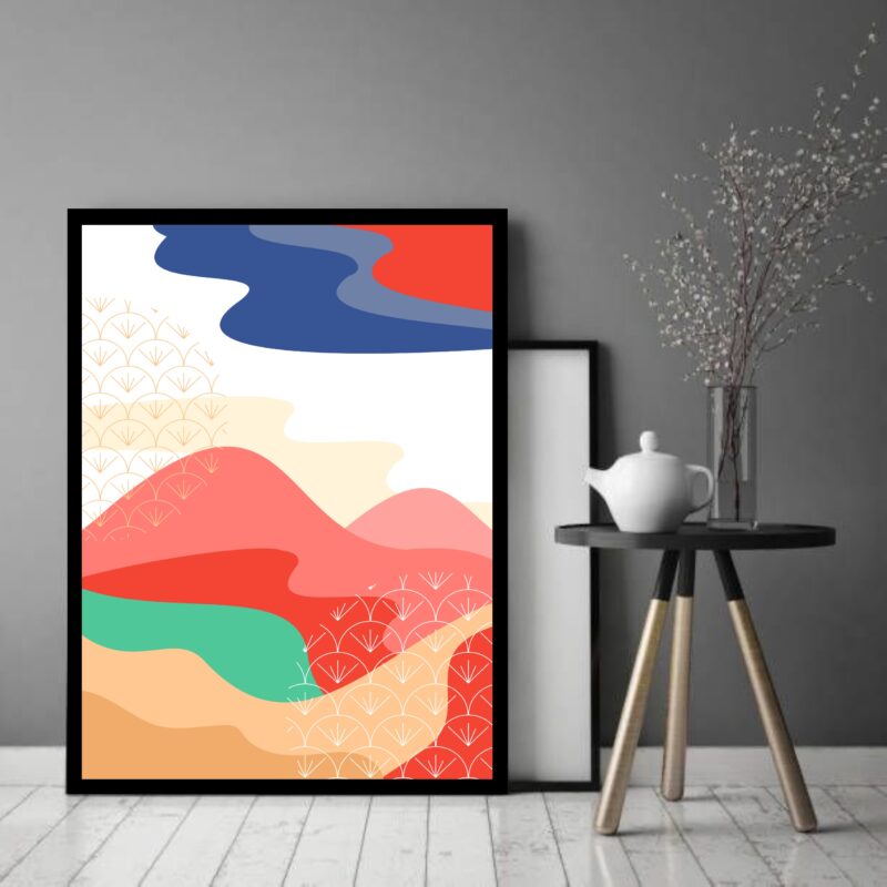 Quadro Decorativo Abstrato Ondas Cores - 70x50 cm
