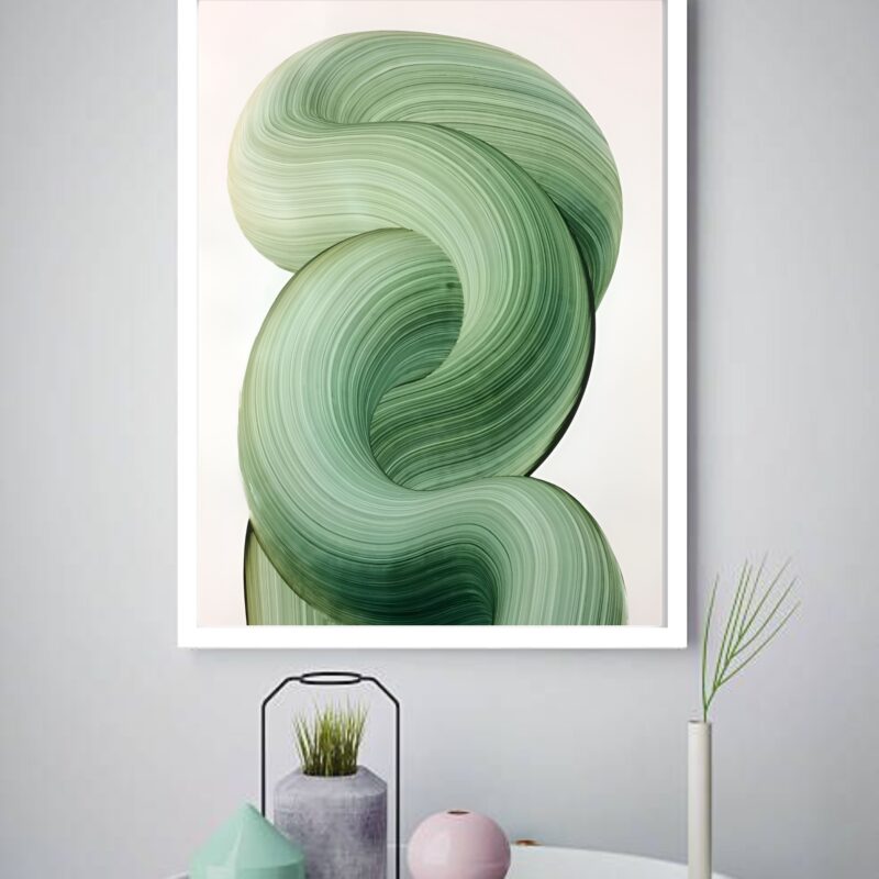 Quadro Decorativo Abstrato Ondas Verde - 70x50 cm