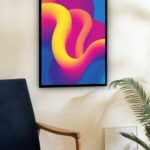 Quadro Decorativo Abstrato Ondulações Amarelo - 70x50 cm