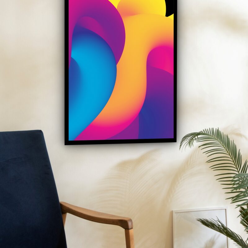 Quadro Decorativo Abstrato Ondulações Cores - 70x50 cm