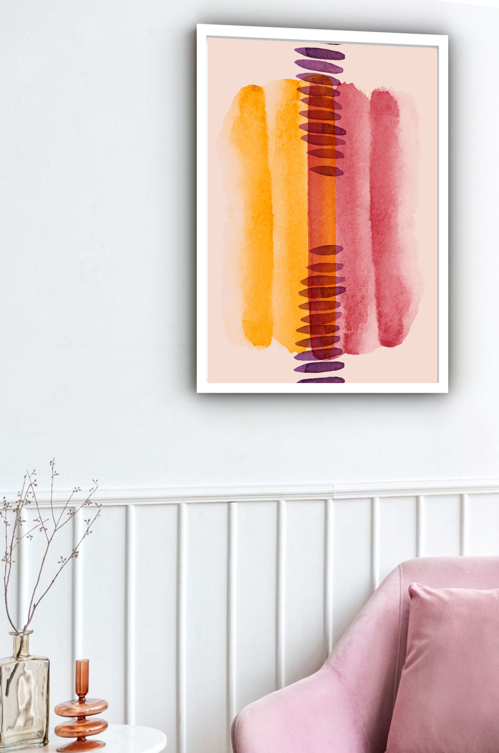 Quadro Decorativo Abstrato Pedrinhas - 70x50 cm