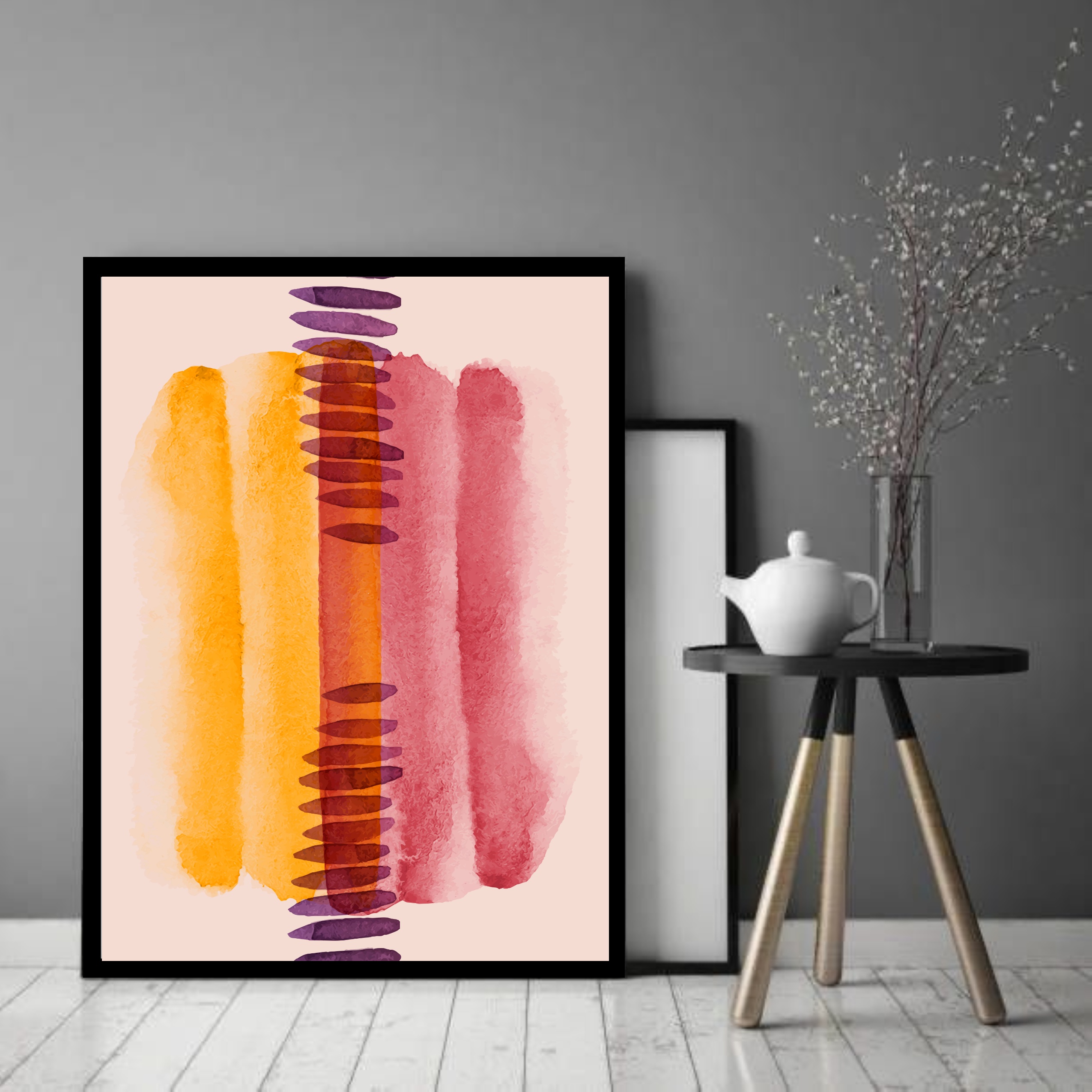 Quadro Decorativo Abstrato Pedrinhas - 70x50 cm