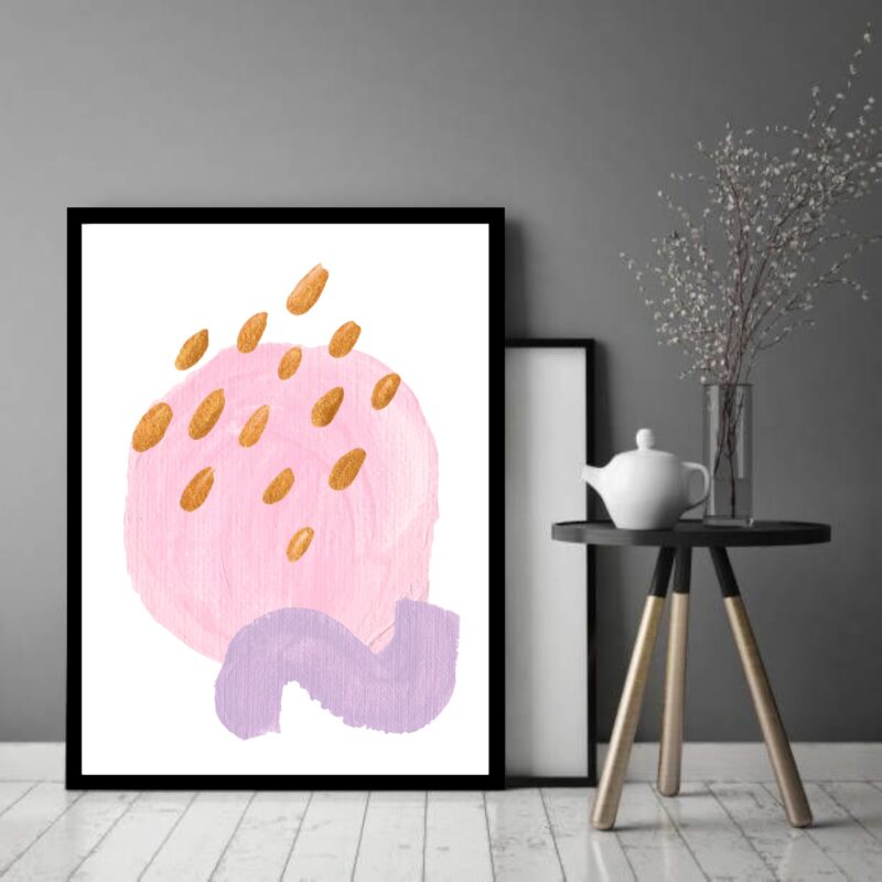 Quadro Decorativo Abstrato Pontinhos Dourado - 70x50 cm