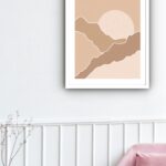 Quadro Decorativo Abstrato Pôr do Sol Bege - 70x50 cm