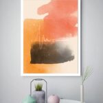 Quadro Decorativo Abstrato Preto Laranja - 70x50 cm