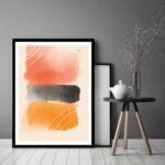 Quadro Decorativo Abstrato Preto Tons Laranja - 70x50 cm