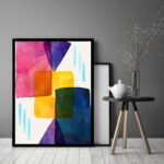 Quadro Decorativo Abstrato Quadrados Cores - 70x50 cm