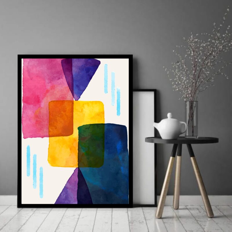 Quadro Decorativo Abstrato Quadrados Cores - 70x50 cm