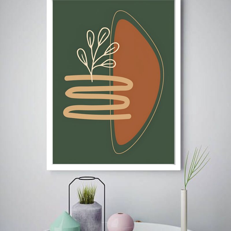 Quadro Decorativo Abstrato Ramo Verde - 70x50 cm