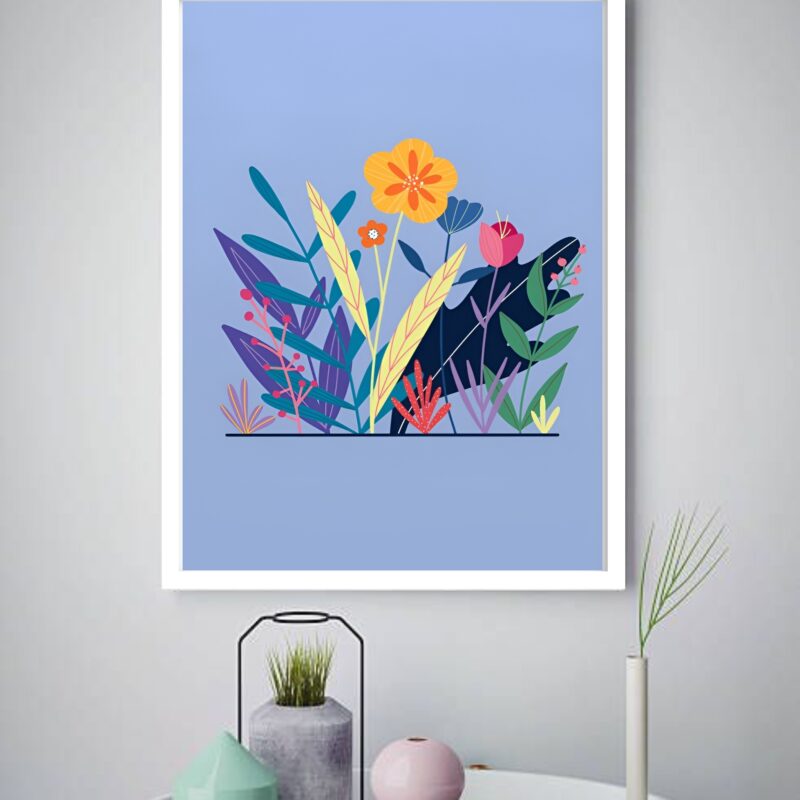 Quadro Decorativo Abstrato Ramos Flores - 70x50 cm