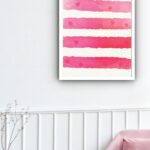 Quadro Decorativo Abstrato Rosa Corações - 70x50 cm