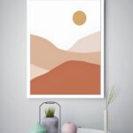 Quadro Decorativo Abstrato Sol Montanhas - 70x50 cm