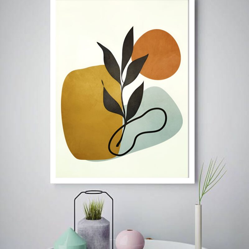 Quadro Decorativo Abstrato Sol Ramo - 70x50 cm