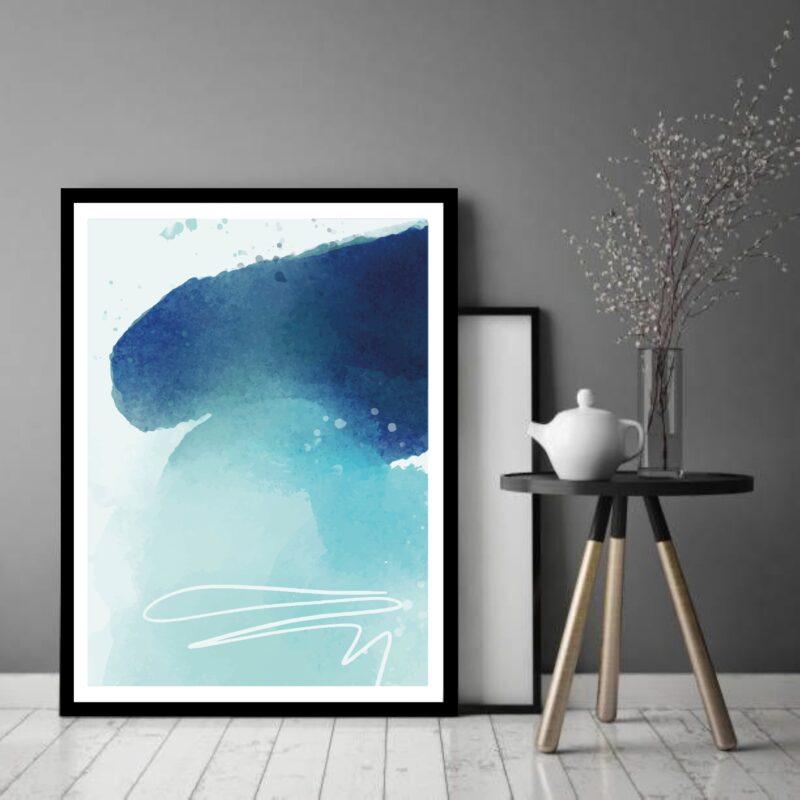 Quadro Decorativo Abstrato Tons Azuis - 70x50 cm