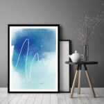 Quadro Decorativo Abstrato Tons Azuis Branco - 70x50 cm