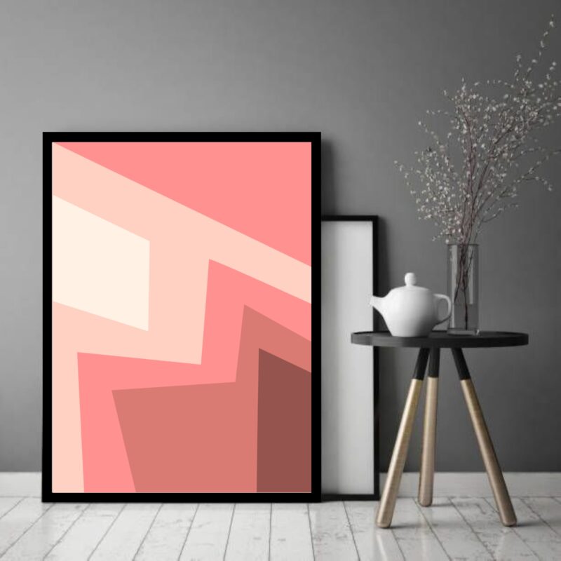 Quadro Decorativo Abstrato Tons Rosê Quedas - 70x50 cm