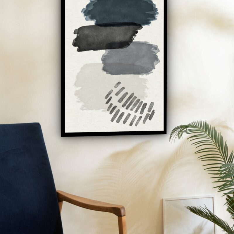 Quadro Decorativo Abstrato Traços Cinza - 70x50 cm