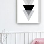 Quadro Decorativo Abstrato Triângulos Tons Cinza - 70x50 cm