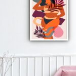 Quadro Decorativo Abstrato Tropical Mulher - 70x50 cm