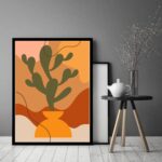 Quadro Decorativo Abstrato Vaso Cacto - 70x50 cm
