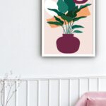 Quadro Decorativo Abstrato Vaso Plantas - 70x50 cm