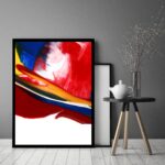 Quadro Decorativo Abstrato Vermelho Branco - 70x50 cm