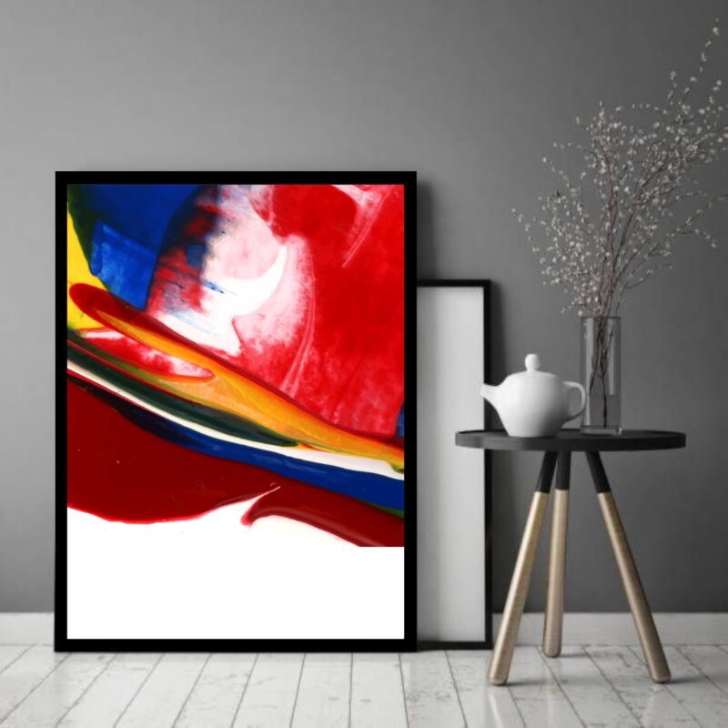 Quadro Decorativo Abstrato Vermelho Branco - 70x50 cm