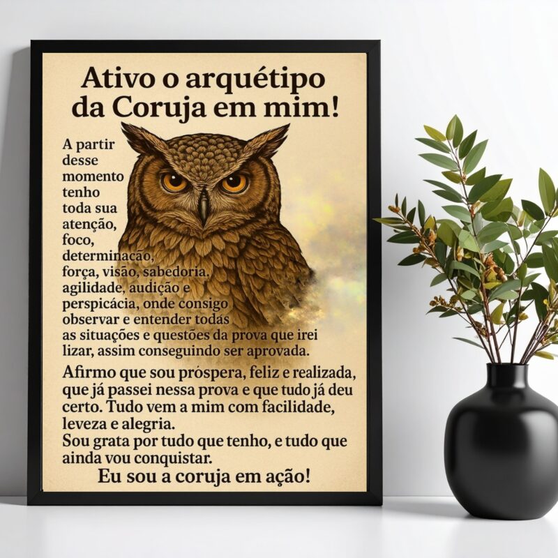 Quadro Decorativo Arquétipo Coruja Ativação