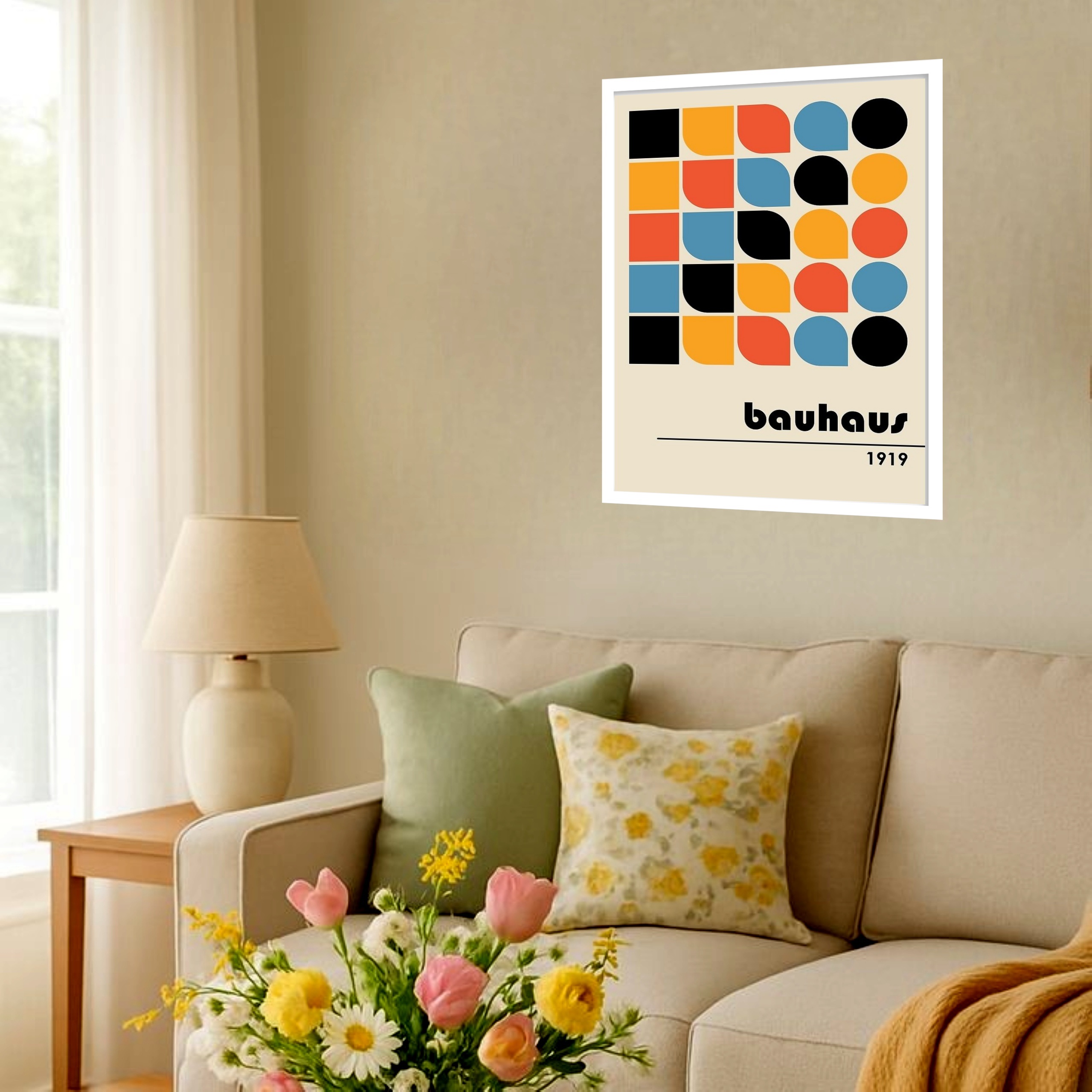 Quadro Decorativo Arte Abstrata Bauhaus - 70x50 cm