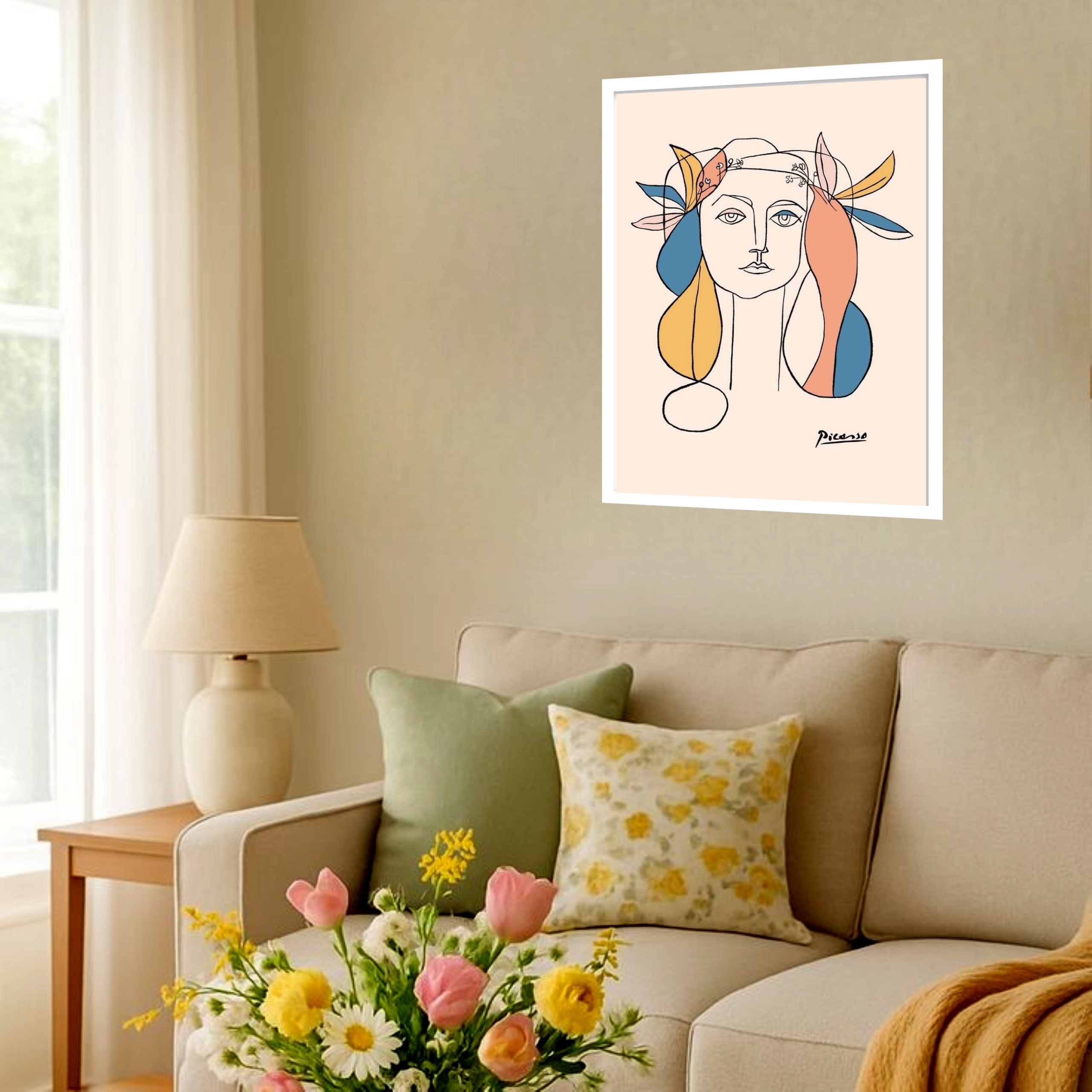 Quadro Decorativo Arte Picasso – Mulher Colorida - 70x50 cm